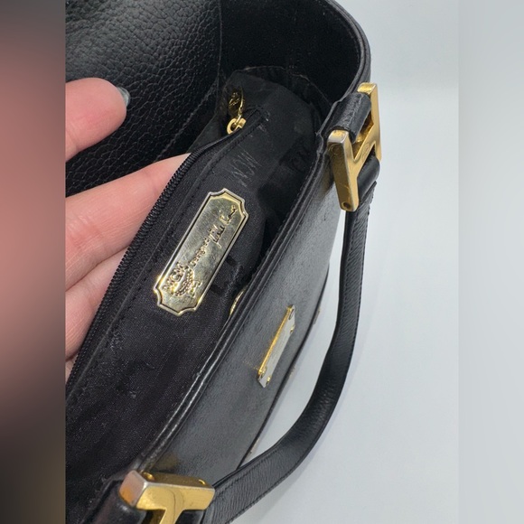 MCM Vintage Black Leather Flap Studded Bucket Bag - Picture 2 of 12